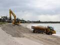 Sand replenishment at Jimmys Beach, Hawks Nest began earlier this week. Picture supplied.