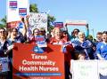 Nurses and midwives gathered at Taree Base Hospital on July 23 to voice their demand for increased wages and improved conditions. Picture by Rick Kernick