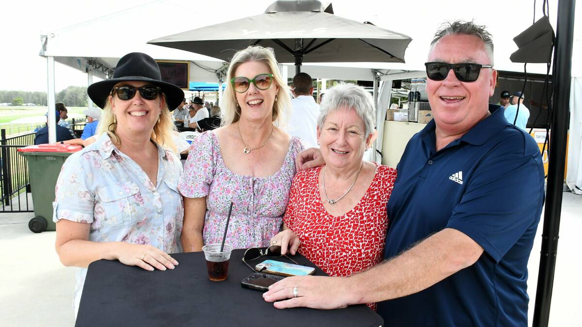 Jayde Manning with Natalie, Margaret and Matt McQuillan at the Tuncurry-Forster meeting on January 29. Picture Scott Calvin.