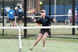 Twin Towns Tennis Club coach,Ellise Perks playing in a women's singles game during the NSW Country Championships on the Forster courts. Picture Scott Calvin.    