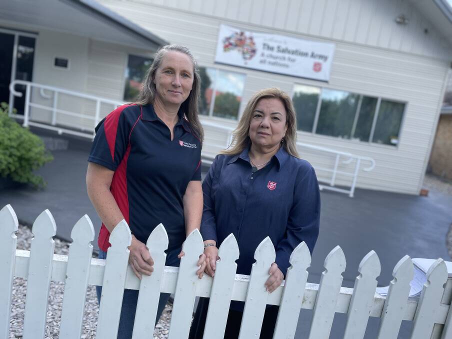 Making an appeal for this year's Red Shield Appeal are Salvation Army, Tuncurry Lieutenant Nicole Bezzina and doorways caseworker, Ishik Cevik. Picture Jeanene Duncan.