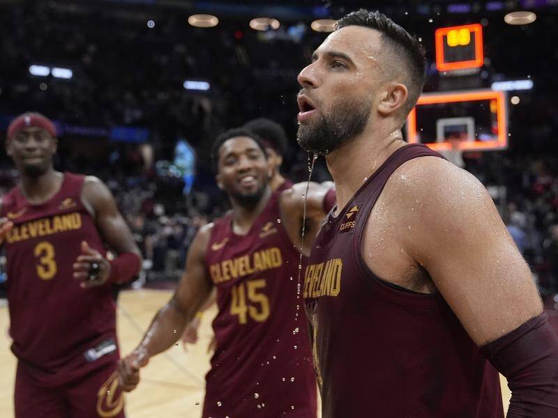 Max Strus has scored five late triples to lead Cleveland to a 121-119 NBA victory over Dallas. (AP PHOTO)